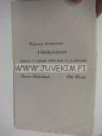 Vihkiäiskutsu 17.8.1906 Suoma Söderlund, Otto Wuola Karvela, Marttila