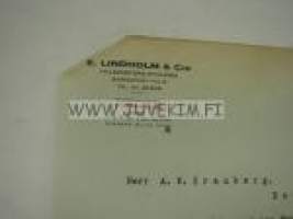 E. Lindholm & Co, Helsinki 20.1.1927 -asiakirja