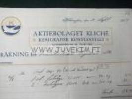 Kliché Osakeyhtiö Kemigrafinen Taidelaitos Helsinki 30.9.1914 -asiakirja