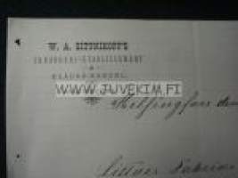 W.A. Sittnikoff's Skrädderi-Etablissement  Helsingfors/Helsinki 15.7.1890 -asiakirja