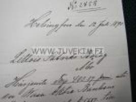 Helsingfors (Helsinki) 12.7.1890 -dokument, asiakirja