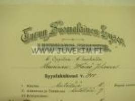 Turun Suomalainen Lyseo, Wäinö Laurinen -lukukausitodistus 1900