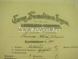 Turun Suomalainen Lyseo, Wäinö Laurinen -lukukausitodistus 1901