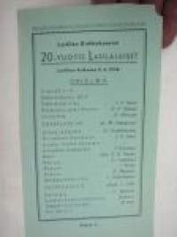 Laitilan Kirkkokuoron 20-vuotis Laulajaiset Laitilan kirkossa 9.4.1939 -ohjelma