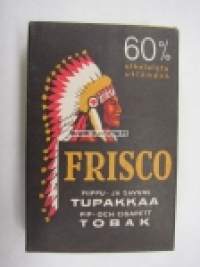 Frisco piippu- ja savuketupakka Konst. Kallio Turku -käyttämätön pakkaus 1940-luku, täynnä tupakkaa / mahorkkaa