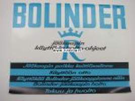 Bolinder -jääkaapin -käyttö- ja hoito-ohjeet