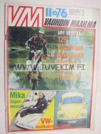 Vauhdin Maailma 1976 nr 11 -mm. Ford Fiesta, Trial, Teboil rallissa tuttuja naamoja, Mika Arpiainen supermestari, VW matkakorjausopas, Mersu 280 E