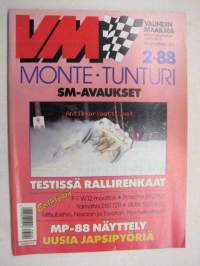 Vauhdin maailma 1988 nr 2 -mm. BMW 500-sarja, Paris-Dakar, JJ ja Häkä seuraavat maailmanmestarimme, MP-88 näyttely, Porsche 962, Ralli-SM, Tunturi-ralli, Terry