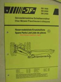 JF CMT 245 Skiveslåmaskine / Disc mover SB 1600 (1396-), SB2000 (1926-), SB 2400 (1255-) Spare Parts List -varaosaluettelo