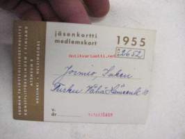 Suomen Taideteollisuusyhdistys Ateneum B, jäsenkortti 1955, Inkeri Jormio
