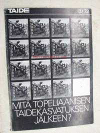 Taide 1972 nr 3, mm. artikkelit Taiteilijan rooli ja yhteiskunta, Politisoikaa taideloulutus, Taiteilijakouluutuksen alennustila, Aimo Kanerva, Mikä on sarjakuvien