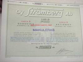 Oy Strömberg Ab, Helsinki 1943, 50 000 mk -osakekirja