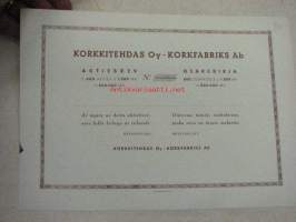 Korkkitehdas Oy, Helsinki, 800 000 mk -osakekirja