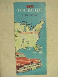 Gulf Tourgide Log Book -huoltoasemaketjun USA:ssa jakama ajoreitin seurantavihkonen 1950-luvulta