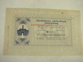 Sandvikens Sockerbruk Ab, Helsinki 1916, 500 mk -osakekirja