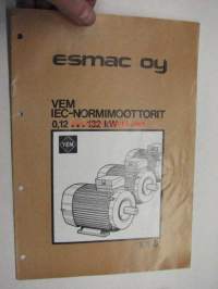 Esmac Oy VEM IEC-normimoottorit 0,12...132 kW tekniset arvot / mittapiirustukset -myyntiesite
