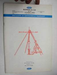 Borros Company Ltd Geotechnical equipment catalog 1972 -geoteknisten työkalujen ja varusteiden luettelo