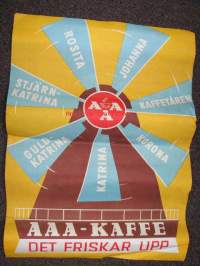 AAA Rosita, Johanna, Korona, Katrina, Guld-Katrina, Stjärn-Katrina, Kaffetåren -kahvimainosjuliste vuodelta 1956