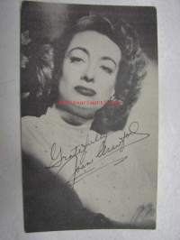 Joan Crawford -filmitähden ihailijakortti, lähetetty Turkuun, painettu nimikirjoitus