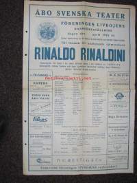 Åbo Svenska Teater / Förening Livbojen - Rinaldo Rinaldini 1943 -teatterijuliste sota-ajalta