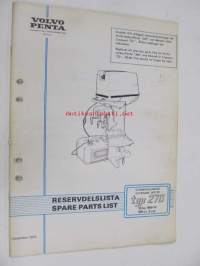 Volvo Penta Utombordsmotor / Outboard motor, typ 271, 35 hp 1969-74, 499 cc, 3-cyl. Reservdelslista / Spare parts list -varaosaluettelo