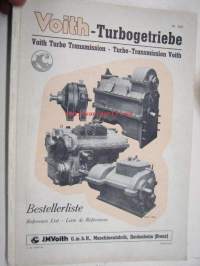 Voith Turbogetriebe - Voith Turbo Transmission - Turbo transmission Voith 1952 -Bestellerliste Reference list-kolmikielinen Voith´in vaihteistojen kuvitettu