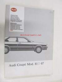 Audi Coupé Mod. 81 > 87 Genuine Parts Illustrated Catalogue 1990 -varaosaluettelo