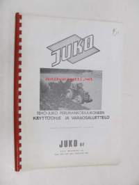 Juko Teho-Juko perunankorjuukoneen käyttöohje ja varaosaluettelo alkaen valmistusnumerosta N 5-2100