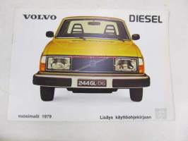 Volvo Diesel vuosimalli 1979 -lisäys käyttöohjekirjaan 242, 244, 245