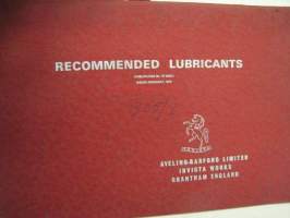 Aveling-Barford recommended lubricants - earth moving and road making equipment -suositellut voiteluaineet