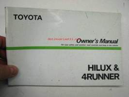 Toyota Hilux & 4-Runner owner´s manual -käyttöohjekirja englanniksi