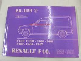 Renault F40  1986>1990  P.R. 1159 5  F40H, F40M, F400, F401, F402, F404, F407 9/1989 varaosaluettelo