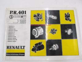 Renault 4, 5, F40, X57 (Clio), 19, 21, 25, Trafic, Master, Jeep (XJ), Espace > 1991  P.R. 401 5 12/1991 varaosaluettelo