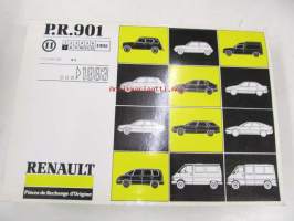 Renault 4, 5, Express, Clio, 19, 21, Nevada, Safrane, Espace (J63.), Trafic, Master >1993  P.R. 901 11  7/1992 varaosaluettelo