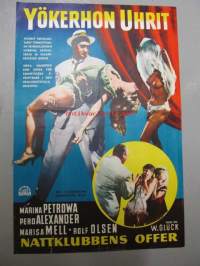 Yökerhon uhrit -elokuvajuliste, Marina Petrowa, Pero Aleksander, Marisa Mell, Rolf Olsen