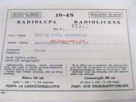 Radiolupa 1.10.1948-30.9.1949 (Sairashuoneenkatu 4 as.13 Turku)