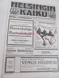 Helsingin Kaiku 1916 nr 14, J.Ruokokosken näyttely Strinbergin salongissa, Tsehovin Kirsikkapuisto Kansallisteatterissa, kuvia Tymskistä