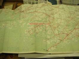 Suomen tiekartta Naantali-Turku-Tammisaari-Espoo 1930-luku -ilman kansia, ei merkittyä painotietoa