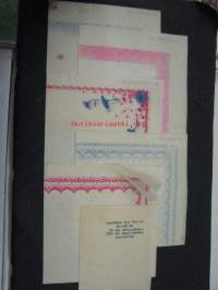 Lautasliinoja ja kakkupapereita 1920-30-luvuilta -myyntiedustajan kansio malleineen
