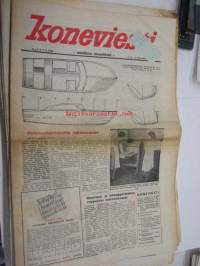 Koneviesti 1958 nr 9, 7.5.1958 sis. mm. seur. artikkelit / kuvat; Perämoottorivenettä rakentamaan, Thermaenius ST 256, DT-1§4, karhekokoooja, Olkipoika, Wright,