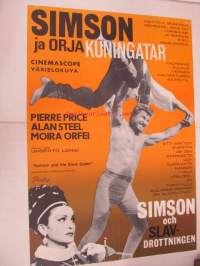 Simson ja orjakuningatar - Simson och slavdrottningen -elokuvajuliste, Pierre Price, Moira Orfei, Umberto Lensi