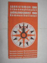 Saaristomeri 1980 liikenneyhteydet (aikataulut ym.) / Skärgårdshavet kommunikationer 1980 -kartta