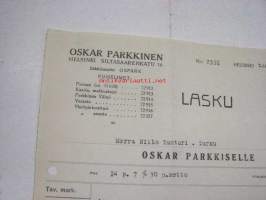 Oskar Parkkinen Oy, Helsinki / Niilo Tunturi, Turku, 23.1.1930 -asiakirja