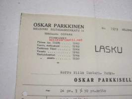 Oskar Parkkinen Oy, Helsinki / Niilo Tunturi, Turku, 24.1.1930 -asiakirja