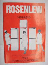 Rosenlew Hinnasto 1968 Kotitalouskoneet ja maatalouskoneet