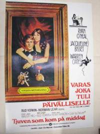 Varas joka tuli päivälliselle - Tjuven som kom på middag -elokuvajuliste, Ryan O'Neal, Jacqueline Bisset, Bud Yorkin