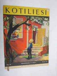 Kotiliesi 1935 nr 10, toukokuu kansi Martta Wendelin (kukkamyyjä torilla) , sis.; Kotitalousmuseo?, Lastenhuoneita, Arabia mainos mallit Aino, Väinö ja Tapio.