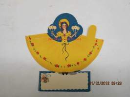 Kutsujen pöytäsijoitus- / istumapaikkakortti, kuvittanut J.L.