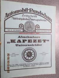 Automobil-Rundschau - Zeitschrift des Mitteleuropäischen Motorwagen-Vereins, Ende Oktober 1913 -varhainen autolehti