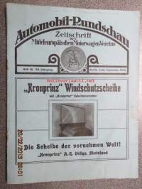 Automobil-Rundschau - Zeitschrift des Mitteleuropäischen Motorwagen-Vereins, Ende September 1913 -varhainen autolehti